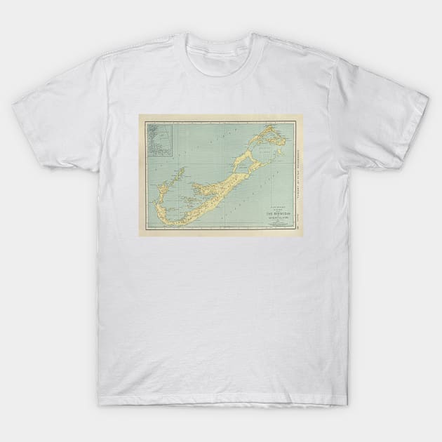 Old Bermuda Map (1924) Vintage Bermudian Island Nautical Chart T-Shirt by Bravuramedia